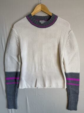GREY Jason Wu Wool Colorblock Sweater Womens Medium Pink Stripe Cropped Knit